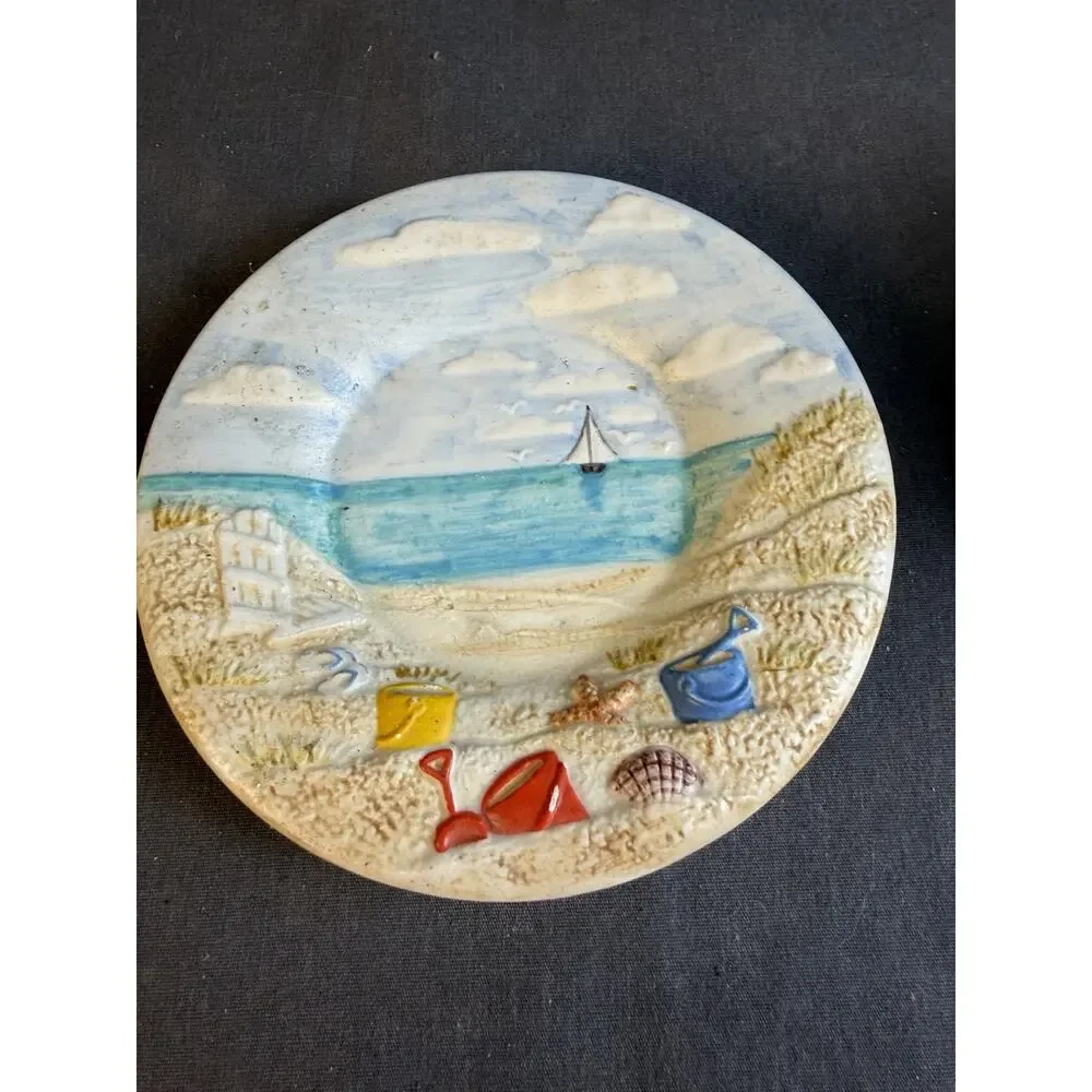 Yankee Candle Beach Scene Ceramic Jar Topper Umbrella Sailboat Shells 3D Summer